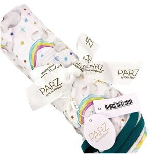 POSH PEANUT Nicky Swaddle One Size Rainbow /Teal Edge Bamboo (Viscose) 44x44